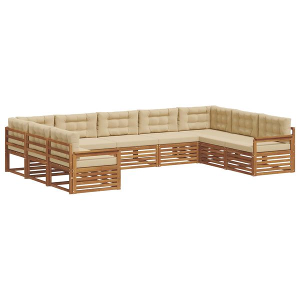 vidaXL Set vanjskih sofa 9 pcs Prirodna i bež Čvrsto drvo akacije