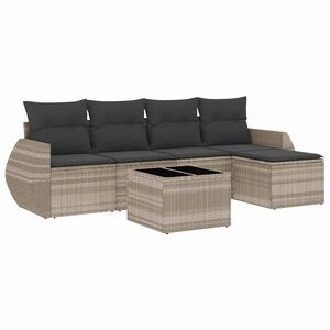 vidaXL 6-dijelni set vrtnih sofa od poliratana s jastucima svjetlosivi