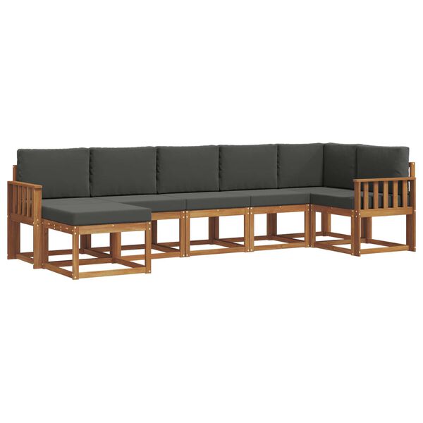 vidaXL Set vanjskih sofa s jastukom 7 pcs Prirodna i antracit