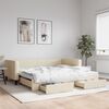 vidaXL Dnevni krevet na razvlačenje s ladicama krem 100x200 cm tkanina