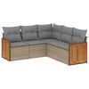 vidaXL 5-dijelni vrtni set sofa s jastucima bež od poliratana