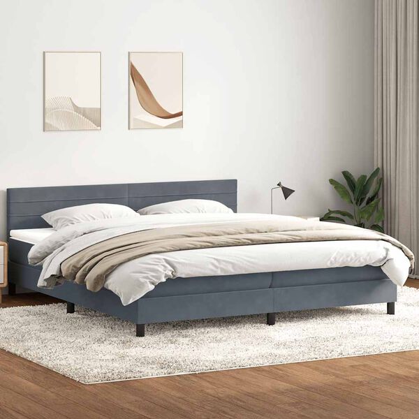vidaXL Box spring krevet s madracem tamnosivi 180x220 cm bar&scaron;unasti