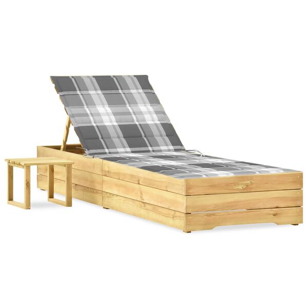 vidaXL Vrtna ležaljka sa stolićem i jastukom od impregnirane borovine