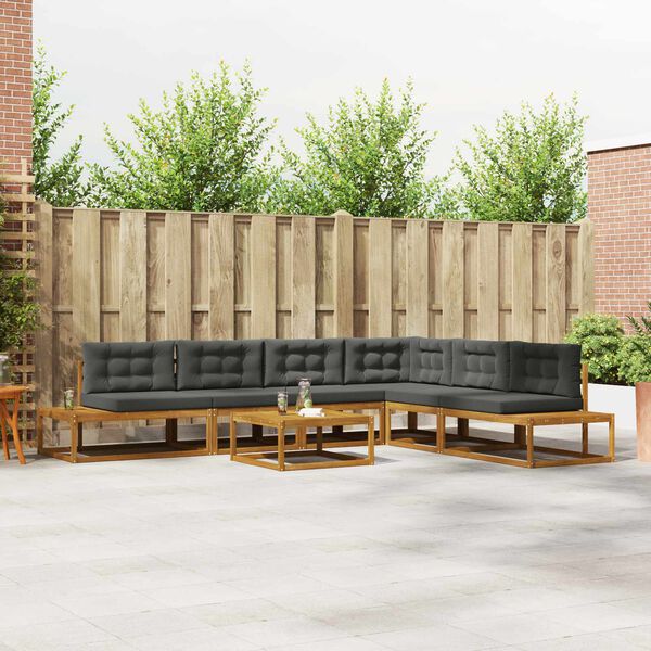 vidaXL Set vanjskih sofa 7 Komad Prirodna i antracit