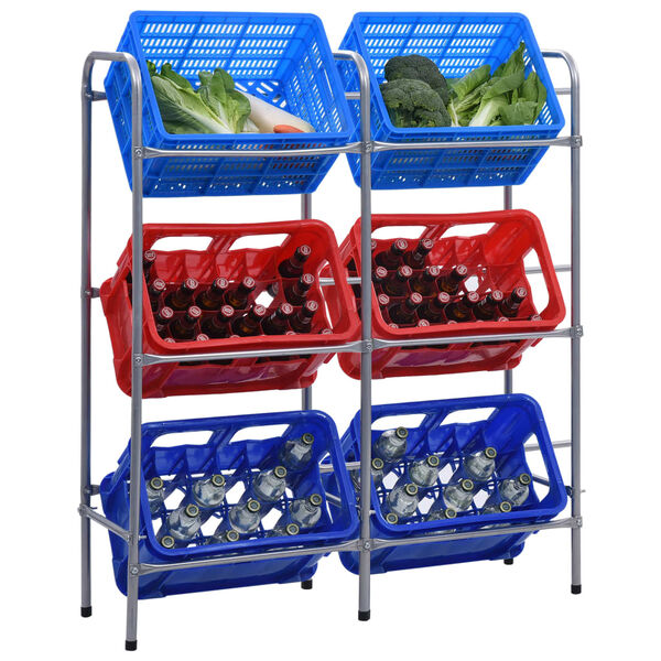 vidaXL Police za pohranu za 6 sanduka srebrne 96 x 33 x 116 cm čelične