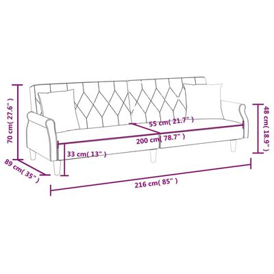 vidaXL Kauč na razvlačenje s naslonima za ruke ružičasti baršunasti