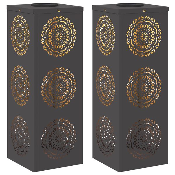 vidaXL Solarna LED svjetlost za stazu 2 pcs Crna Hladno valjana čelika