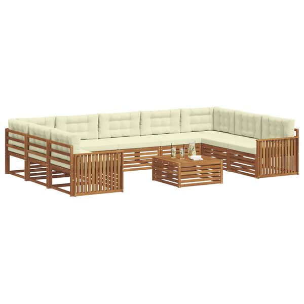 vidaXL Setovi sofa 10 pcs Prirodna i krem Čvrsto drvo akacije