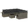 vidaXL 9-dijelni set vrtnih sofa od poliratana s jastucima sivi