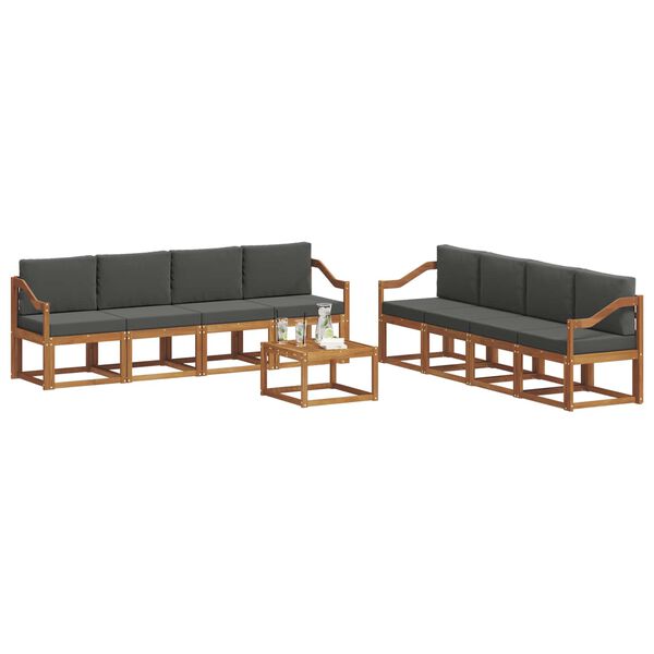 vidaXL Set vanjskih sofa 9 pcs Prirodna i antracit Čvrsto drvo akacije