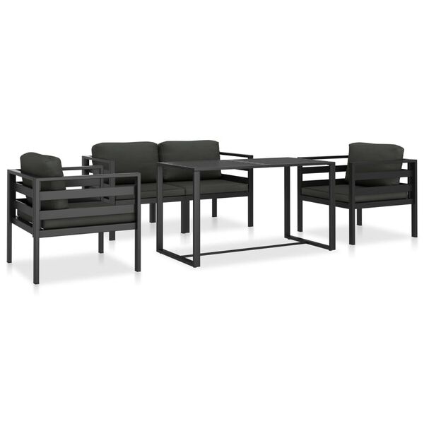 vidaXL 5-dijelni set vrtnih sofa s jastucima aluminijski antracit