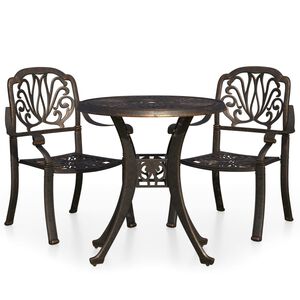 vidaXL 3-dijelni bistro set od lijevanog aluminija brončani