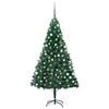 vidaXL Umjetno osvijetljeno božićno drvce s kuglicama zeleno 150cm PVC