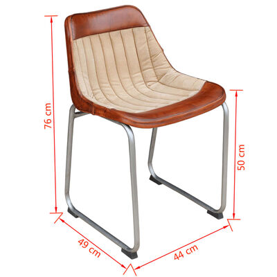 vidaXL Blagovaonske stolice 2 kom smeđe i bež od prave kože i platna