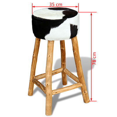 vidaXL Barski stolac od prave goveđe kože smeđi