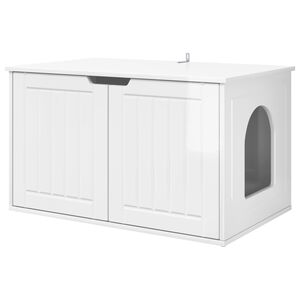 vidaXL Mačja Kuća Sjajno bijelo 85 x 55 x 50,5 cm Konstruirano drvo