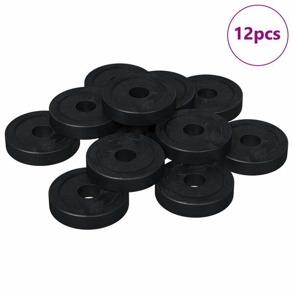 vidaXL prikladno za ravne podlo&scaron;ke 12 pcs Crna &empty;15 x 3 mm