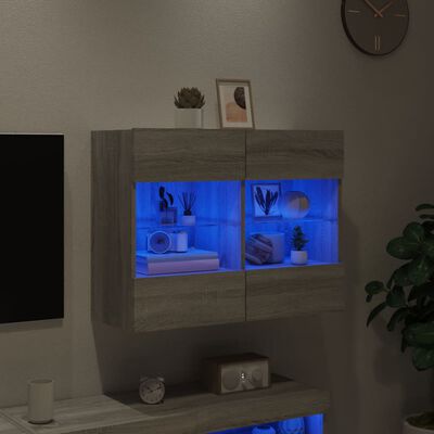 vidaXL Zidni TV ormarić s LED svjetlima boja hrasta 78,5x30x60,5 cm