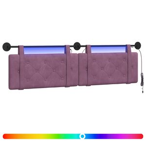 vidaXL Viseće uzglavlje kreveta S LED svjetlom Ljubičasta Bar&scaron;un