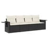 vidaXL 4-dijelni set vrtnih sofa od poliratana s jastucima crni