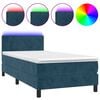 vidaXL Krevet box spring s madracem LED tamnoplavi 90x200 cm bar&scaron;un
