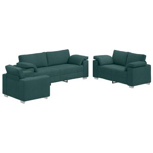 vidaXL Sofa 3 pcs Tamnozelena Platnasta tkanina