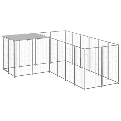 vidaXL Kavez za pse srebrni 4,84 m² čelični