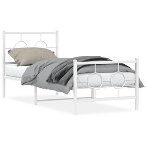 vidaXL Metalni okvir kreveta uzglavlje i podnožje bijeli 80x200 cm