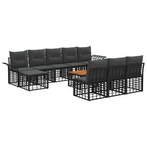 vidaXL Set vanjskih sofa 11 pcs Crna i tamno siva Poliester