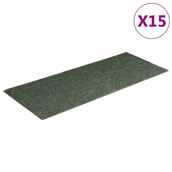 vidaXL Prostirke za stepenice samoljepljive 15 kom 60x25 cm zelene pravokutne