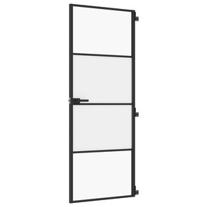 vidaXL Sobna vrata tanka crna 76 x 201,5 cm kaljeno staklo i aluminij