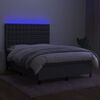 vidaXL Krevet box spring s madracem LED tamnosivi 140x200 cm tkanina