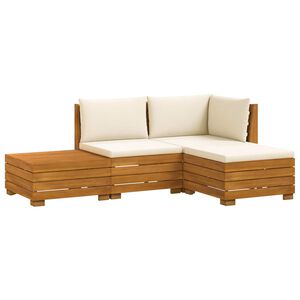 vidaXL Set vanjskih sofa s jastukom 4 Komad Smeđa Čvrsto drvo akacije