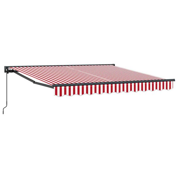 vidaXL Skrovita tenda Crvena i bijela 300 x 250 cm Poliester i metal