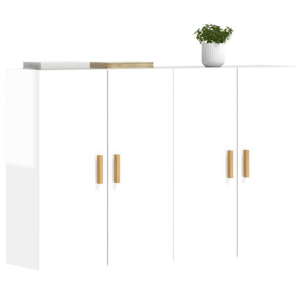 vidaXL Zidni ormarići 2 kom bijeli visoki sjaj od konstruiranog drva