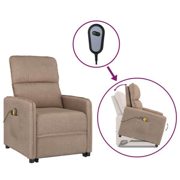 vidaXL Masažna fotelja na podizanje od mikrovlakana smeđesiva