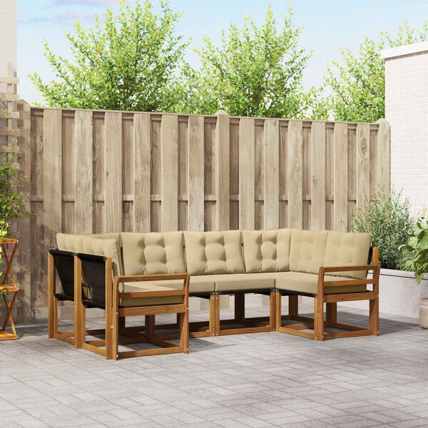 vidaXL Set vanjskih sofa s jastukom 6 pcs Prirodna i bež