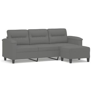 vidaXL Trosjed s tabureom tamnosivi 180 cm od mikrovlakana