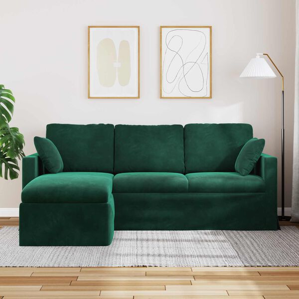 vidaXL Sofa Tamnozelena 198 x 134 x 80 cm Bar&scaron;un