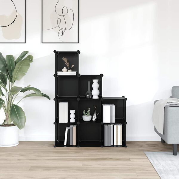 vidaXL Kockasti organizator za pohranu s 9 kocki crni PP