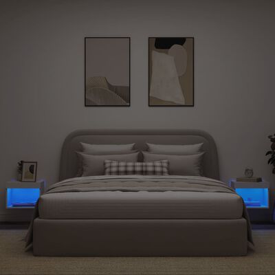 vidaXL Noćni ormarići s LED svjetlima zidni bijeli