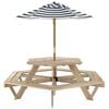 vidaXL Stol za piknik za 6 djece sa suncobranom &scaron;esterokutni jelovina