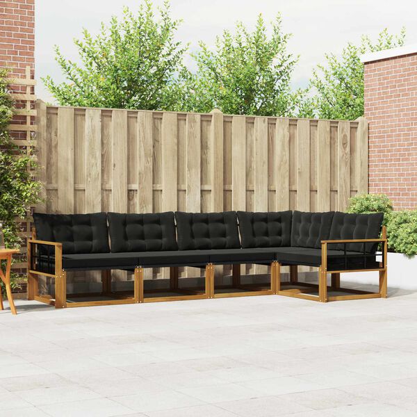 vidaXL Set vanjskih sofa s jastukom 5 pcs Prirodna i crna