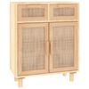 vidaXL Komoda smeđa 60x30x75 cm masivna borovina i prirodni ratan