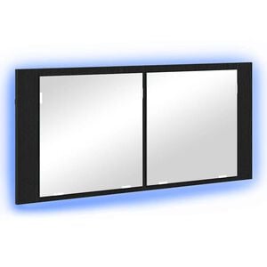vidaXL LED Ogledalo s Ormarom Crni hrast 100 x 12 x 45 cm