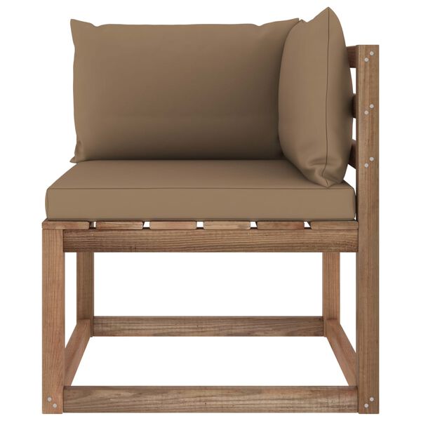 vidaXL Kutna vrtna sofa od paleta sa smeđesivim jastucima