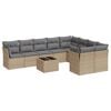 vidaXL 10-dijelni set vrtnih sofa s jastucima bež od poliratana