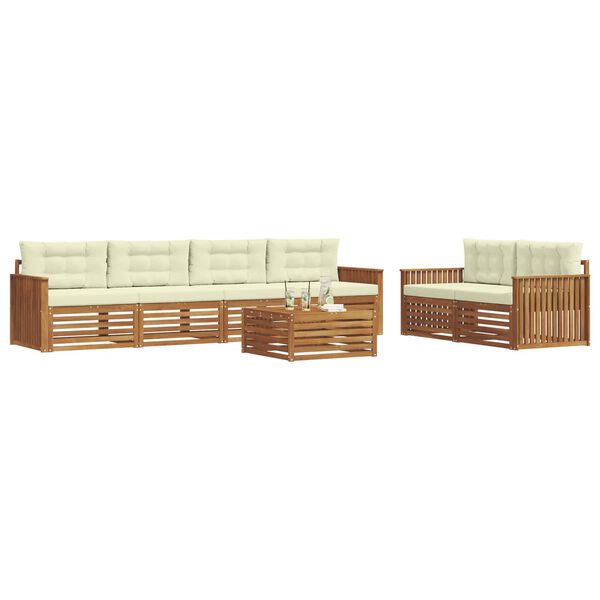 vidaXL Set vanjskih sofa s jastukom 7 pcs Prirodna i krem