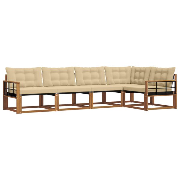 vidaXL Set vanjskih sofa s jastukom 5 pcs Prirodna i bež