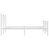 vidaXL Metalni okvir kreveta uzglavlje i podnožje bijeli 135 x 190 cm